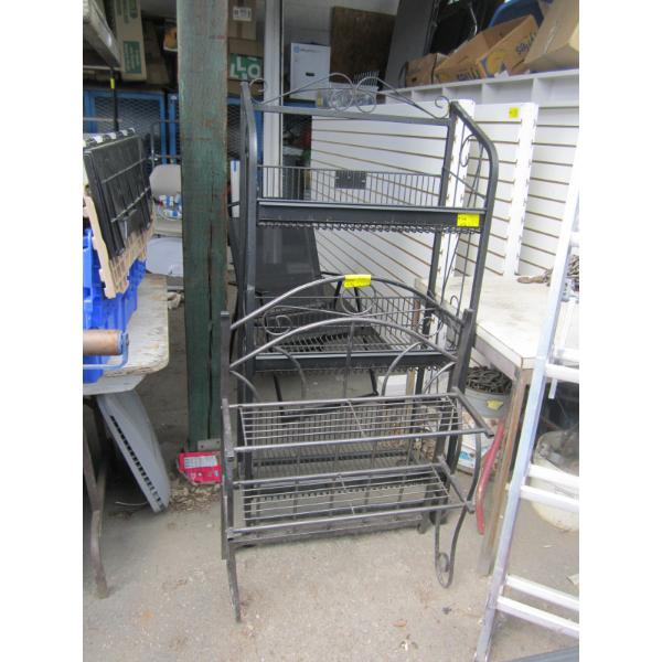 2 METAL SHELF STANDS