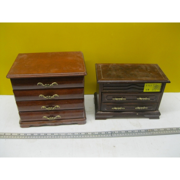 2 WOODEN JEWELLERY BOXES