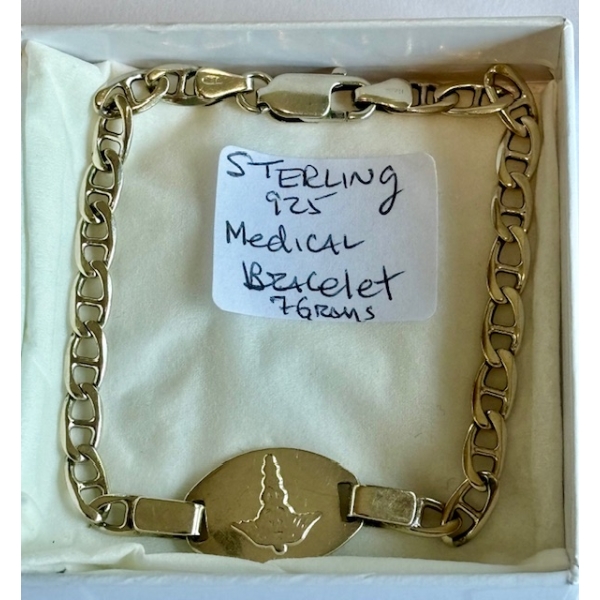 STERLING .925 MEDICAL BRACELET, 7G