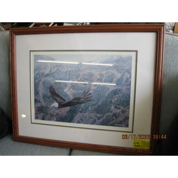 FRAMED NUMBERED PRINT BY PAUL RANKIN "FREEDOM" PICTURE OF EAGLE
