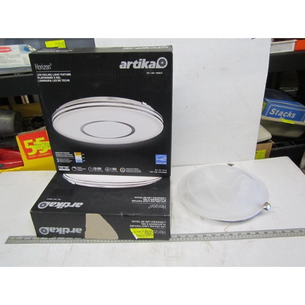 2 NEW LED CEILING LIGHT FIXTURES & A CEILING LIGHT FIXTURE