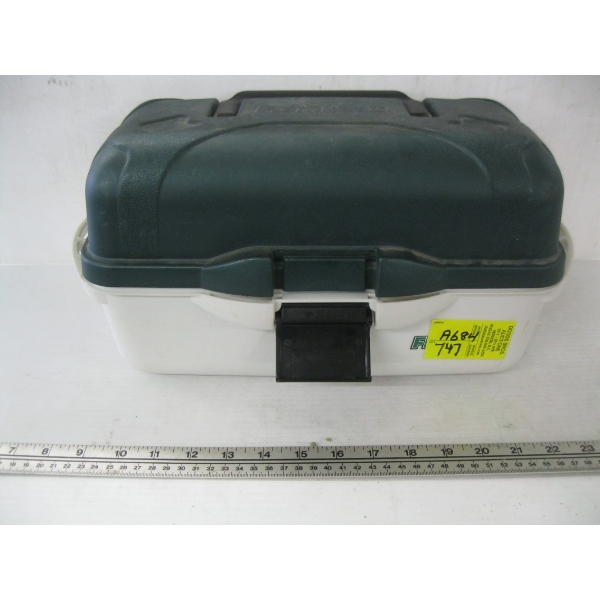 TACKLEBOX W/ASST. CONTENTS - KNIFE, SCALES, TACKLE, ETC.