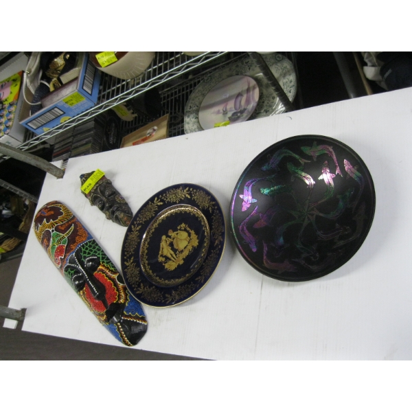 DECORATIVE MASKS & 2 DECORATIVE PLATES