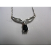 Image 4 : LADIES 10KT WHITE GOLD BLUE STONE & DIAMOND NECKLACE, 16" CHAIN