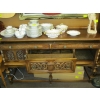 Image 7 : MATCHING CARVED FRONT 2 DRAWER, 2 DOOR ANTIQUE SIDEBOARD