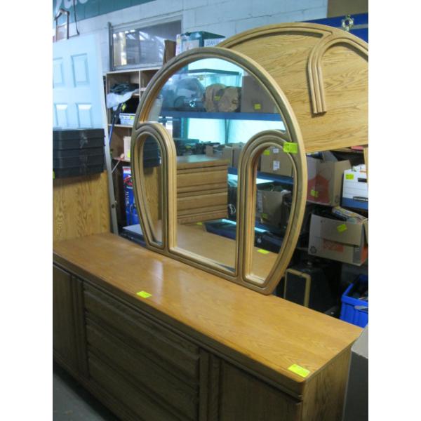 MATCHING MIRRORED DRESSER & HEADBOARD