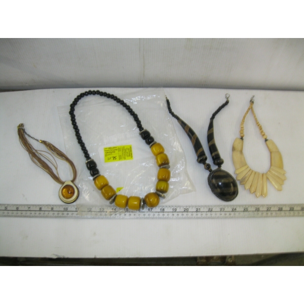 2 AFRICAN HORN & BONE NECKLACES