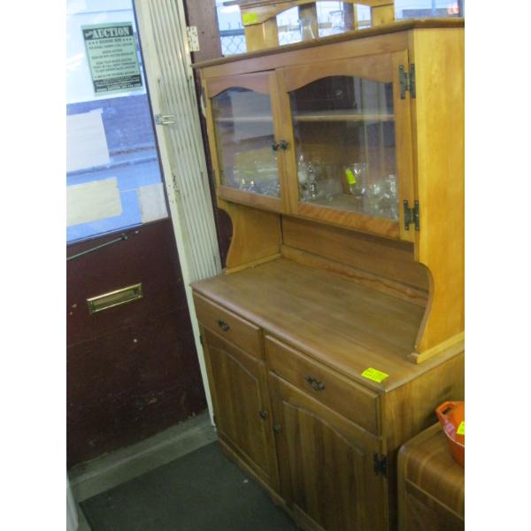 GLASS DOOR SIDEBOARD CABINET W/2 DRAWERS & 2 CUPBOARD DOORS