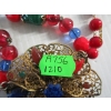 Image 3 : MIRRORED JEWELLERY TRAY W/VINTAGE LOCKET, GLASS BEAD NECKLACE & CORRAL BROACH