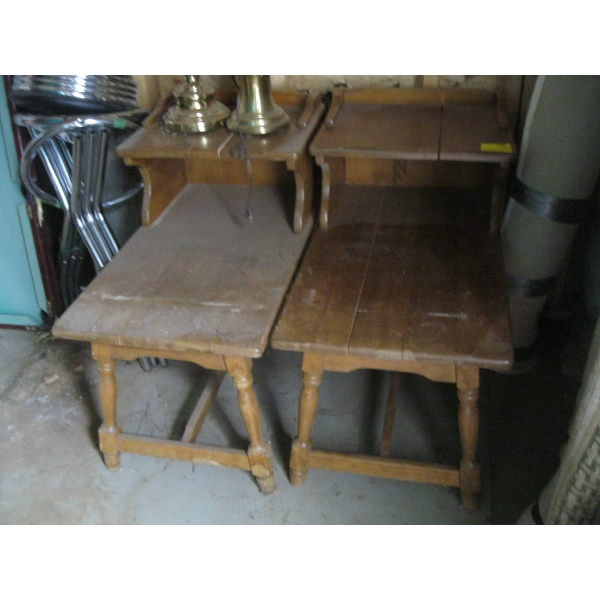 2 WOODEN STEP END TABLES - "AS IS"