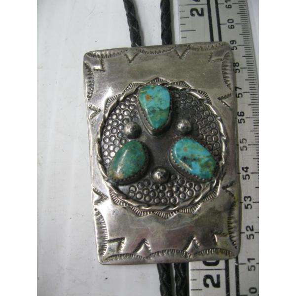 TURQUOISE & SILVER NAVAJO BOLO TIE