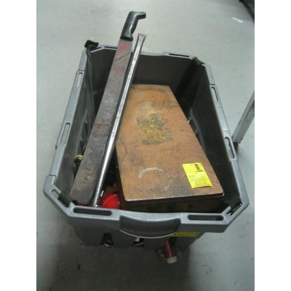 GREY CRATE OF MISC. TOOLS