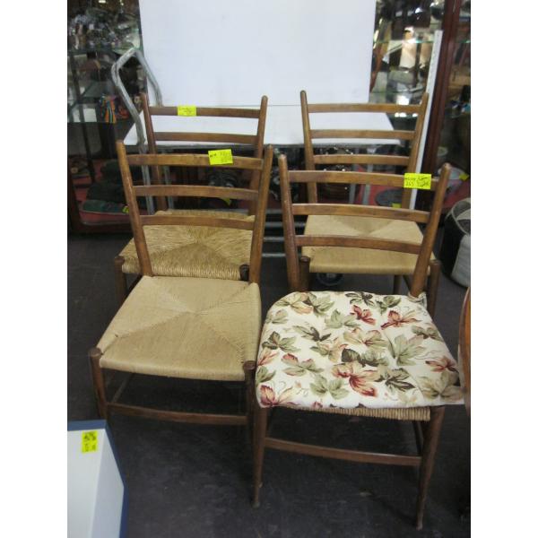 SET OF 4 REED SEATED LADDERBACK CHAIRS