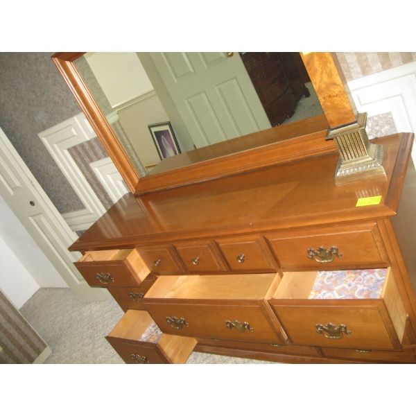VILAS MAPLE 7 DRAWER MIRRORED DRESSER
