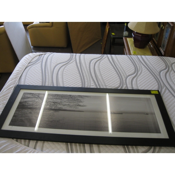 LG. FRAMED PHOTOGRAPH OF FREIGHTERS