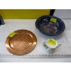 Image 1 : MUSTACHE CUP, POTTERY BOWL & A COPPER PLATE