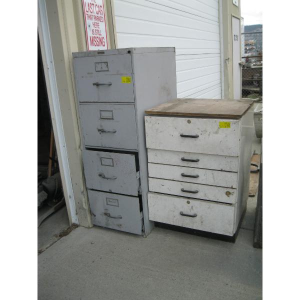 4 DRAWER LEGAL SIZE FILING CABINET & A METAL DRAWER UNIT