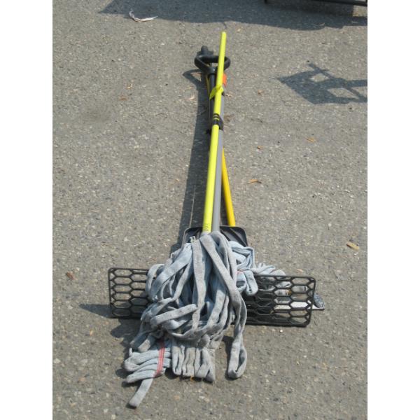 BUNDLE OF MOPS, SCRAPER, ETC.