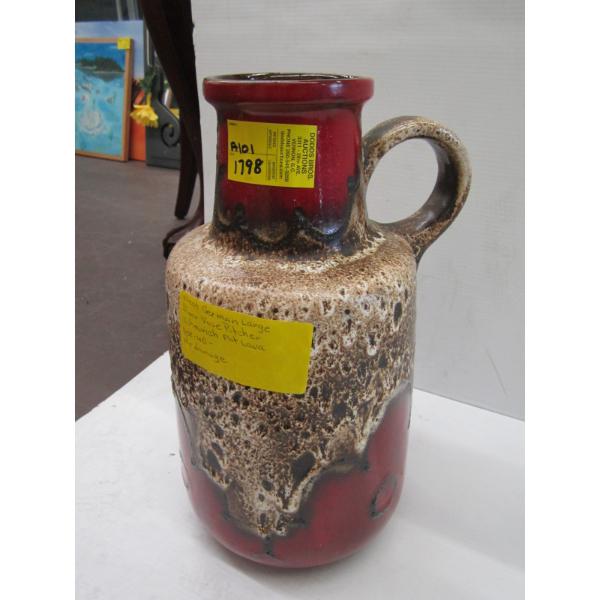 LG. WEST GERMAN FLOOR VASE PITCHER - SCHURICH FAT LAVA 