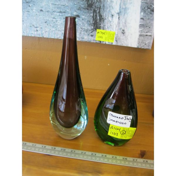 2 MURANO ITALY SOMMERSO VASES