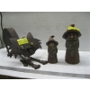 Image 2 : 2 POTTERY FIGURINES & METAL DECORATIVE CAT