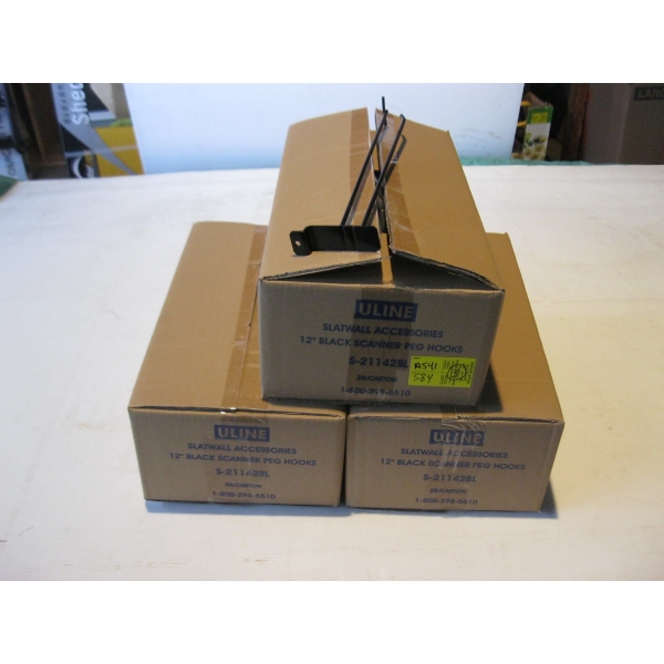 3 BOXES OF SLATWALL 12" BLACK PEG HOOKS