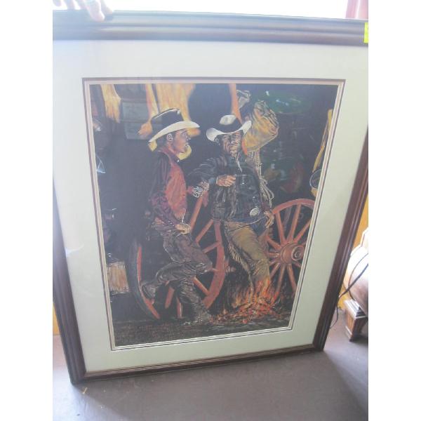 FRAMED COWBOY PRINT, NUMBERED 316/2650, SIGNED