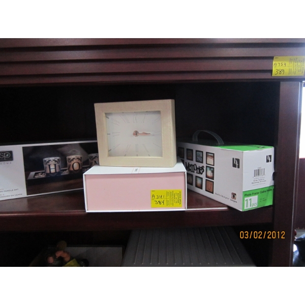 CLOCK, CANDLES, MEMORY PICTURES, ETC.