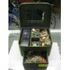 Image 1 : GREEN JEWELLERY BOX W/ASST. JEWELLERY