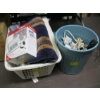 Image 1 : 2 CONTAINERS OF MISC. TOWELS, FLOOR MATS, BLOW DRYER, BP MONITOR, ETC.