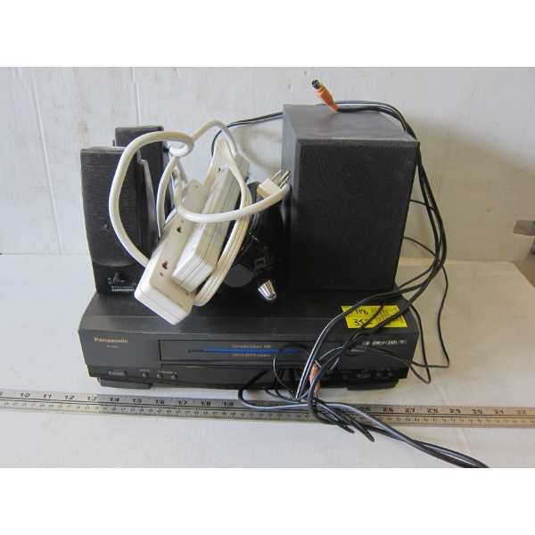 PANASONIC VCR, SM. SPEAKERS, POWER BARS