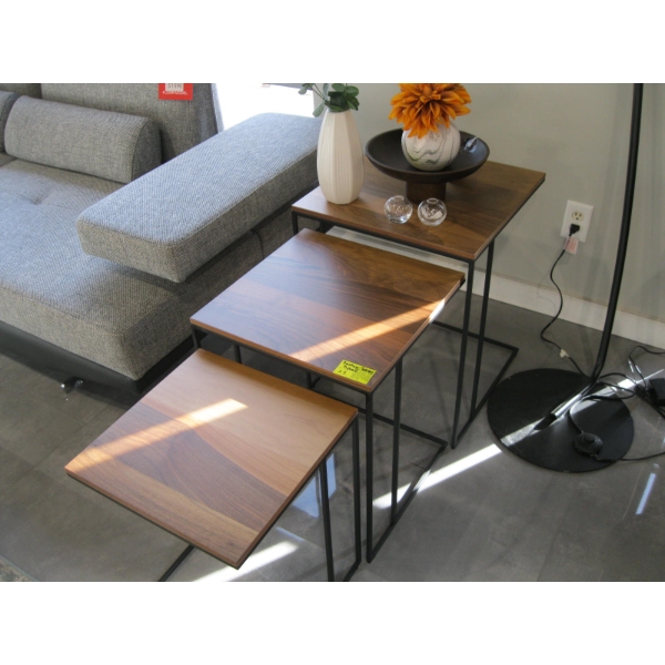 3 PIECE METAL & WOOD NESTING TABLES