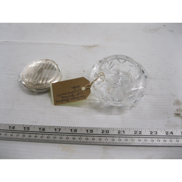 CRYSTAL W/STERLING LID DECORATIVE GLASS CONTAINER