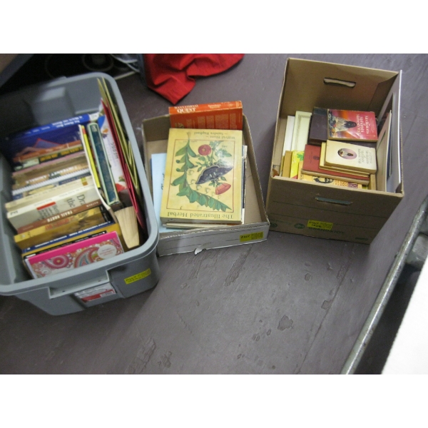 3 CONTAINERS OF BOOKS