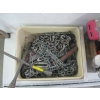 Image 4 : 2 BINS OF CHAIN, BRAD NAILER, VACUUM, ETC.