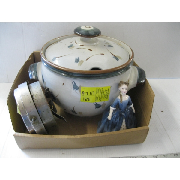 FIGURINE, SOUP TUREEN W/LID & CLOCK