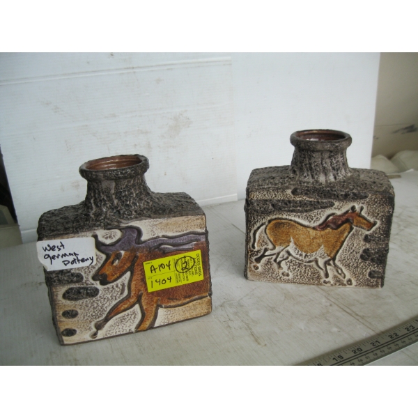 PAIR OF WEST GERMAN POTTERY VASES