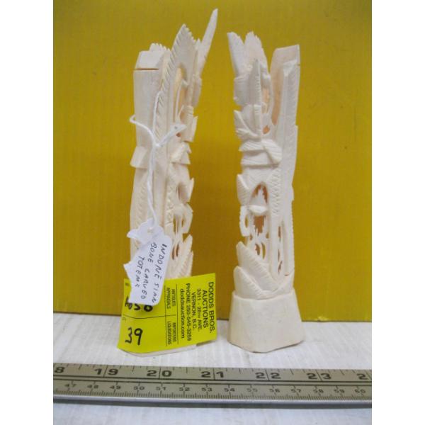 2 CARVED BONE PIECES