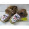 Image 1 : PAIR OF BEADED FUR TRIM MOCCASINS