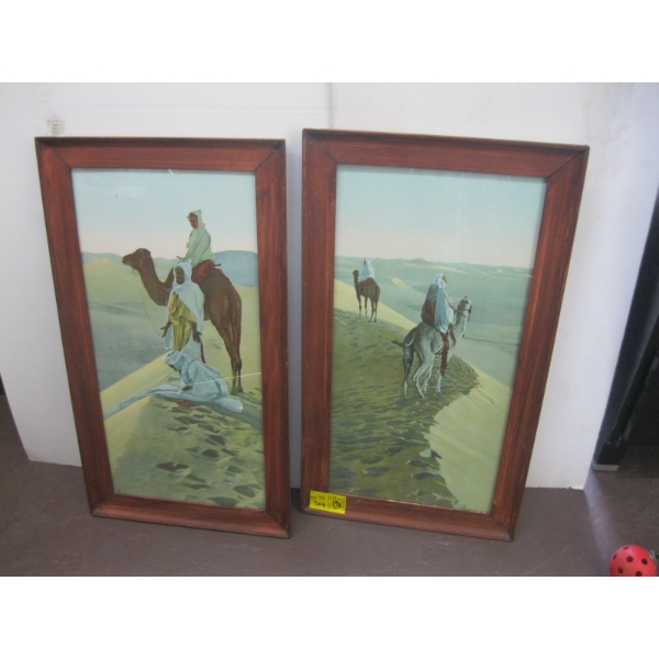 2 FRAMED PRINTS OF NOMADS & CAMELS