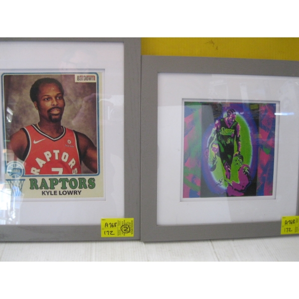 SIXERS FRAMED PRINT & RAPTORS KYLE LOWREY FRAMED PHOTOGRAPH