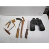 Image 1 : PAIR OF BINOCULARS, KNIFE, CORNCOB PIPE, ETC.