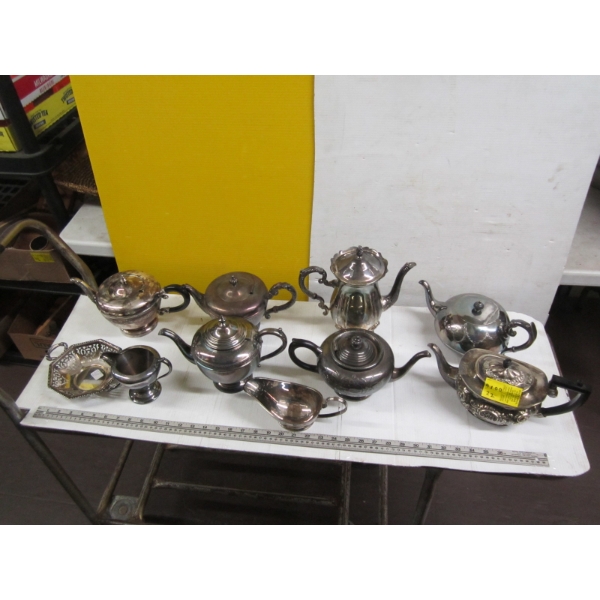 SILVERPLATE TEAPOTS, ETC.