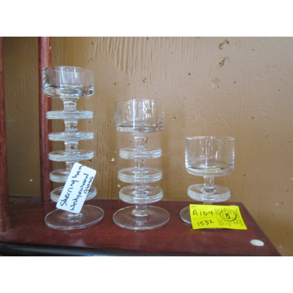 MCM SHERINGHAM WEDGEWOOD GLASS CANDLEHOLDERS