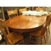 Image 1 : OAK SINGLE PEDESTAL DINING TABLE W/6 PRESSBACK CHAIRS