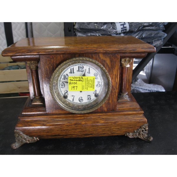 CANADIAN MADE WOOD CASED MANTLE CLOCK