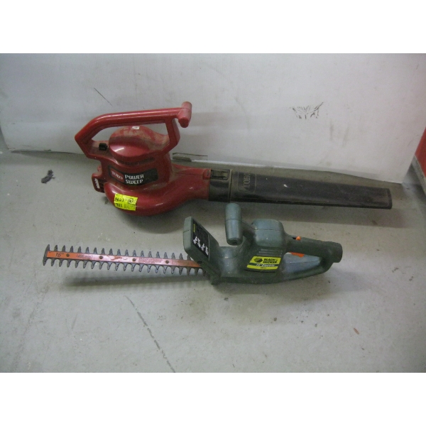 TORO ELECTRIC LEAF BLOWER & A BLACK & DECKER 16" HEDGETRIMMER