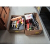 Image 1 : 2 BOXES OF CAULKING, SAWS, MISC. TOOLS, ETC.