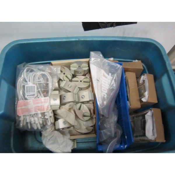 TOTE OF RANDOM HAZMATS, BUNGEE CORDS, SOCKET HOLDER, ETC.