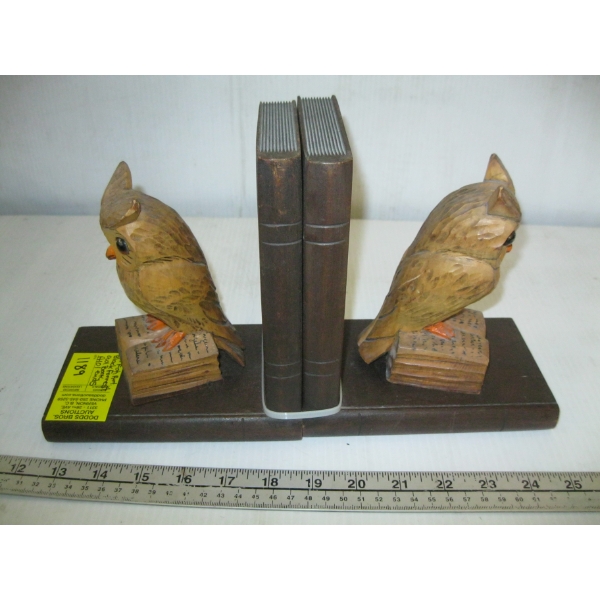 FOLK ART BLACK FORREST OWL BOOK ENDS